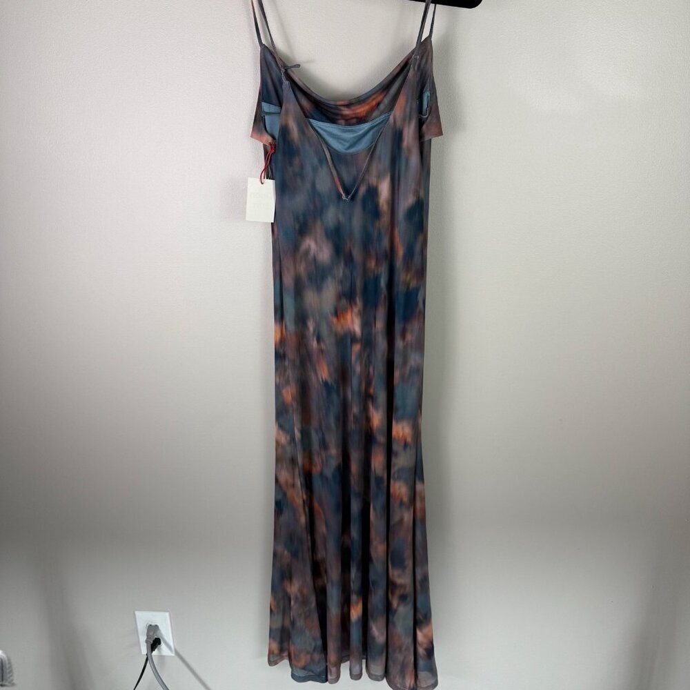 Open Edit Slip Dress Small Multicolor Tie Dye Cowl Neck Spaghetti Strap Maxi - Picture 3 of 10